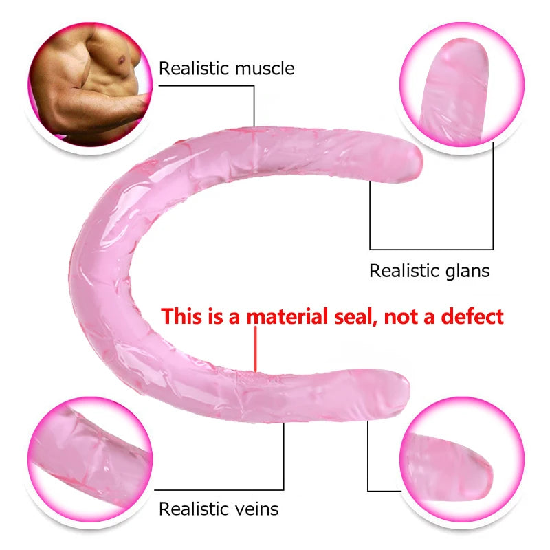 44cm Soft Jelly Dildo Double Long Realistic Dildos Cock Lesbian Vaginal Anal Plug Flexible Fake Penis For Women Dildos Sex Toys - The Gadget Shack Shop