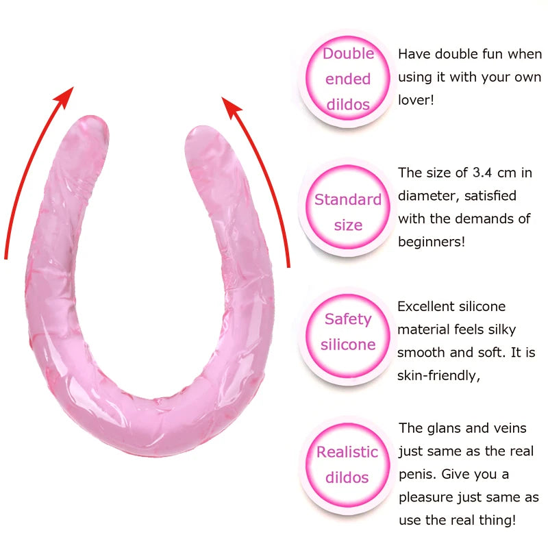 44cm Soft Jelly Dildo Double Long Realistic Dildos Cock Lesbian Vaginal Anal Plug Flexible Fake Penis For Women Dildos Sex Toys - The Gadget Shack Shop