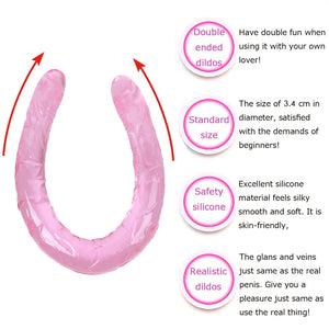 44cm Soft Jelly Dildo Double Long Realistic Dildos Cock Lesbian Vaginal Anal Plug Flexible Fake Penis For Women Dildos Sex Toys - The Gadget Shack Shop