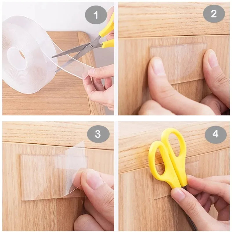 1/2/3/5M Nano Tape Double Sided Tape Transparent Reusable Waterproof Adhesive Tapes Cleanable Kitchen Bathroom Supplies Tapes - The Gadget Shack Shop