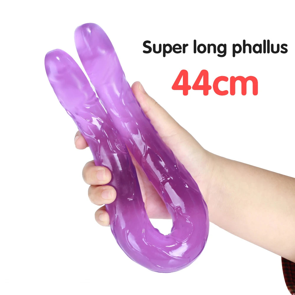 44cm Soft Jelly Dildo Double Long Realistic Dildos Cock Lesbian Vaginal Anal Plug Flexible Fake Penis For Women Dildos Sex Toys - The Gadget Shack Shop