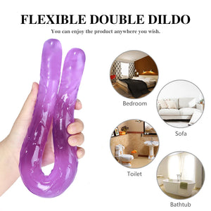 44cm Soft Jelly Dildo Double Long Realistic Dildos Cock Lesbian Vaginal Anal Plug Flexible Fake Penis For Women Dildos Sex Toys - The Gadget Shack Shop
