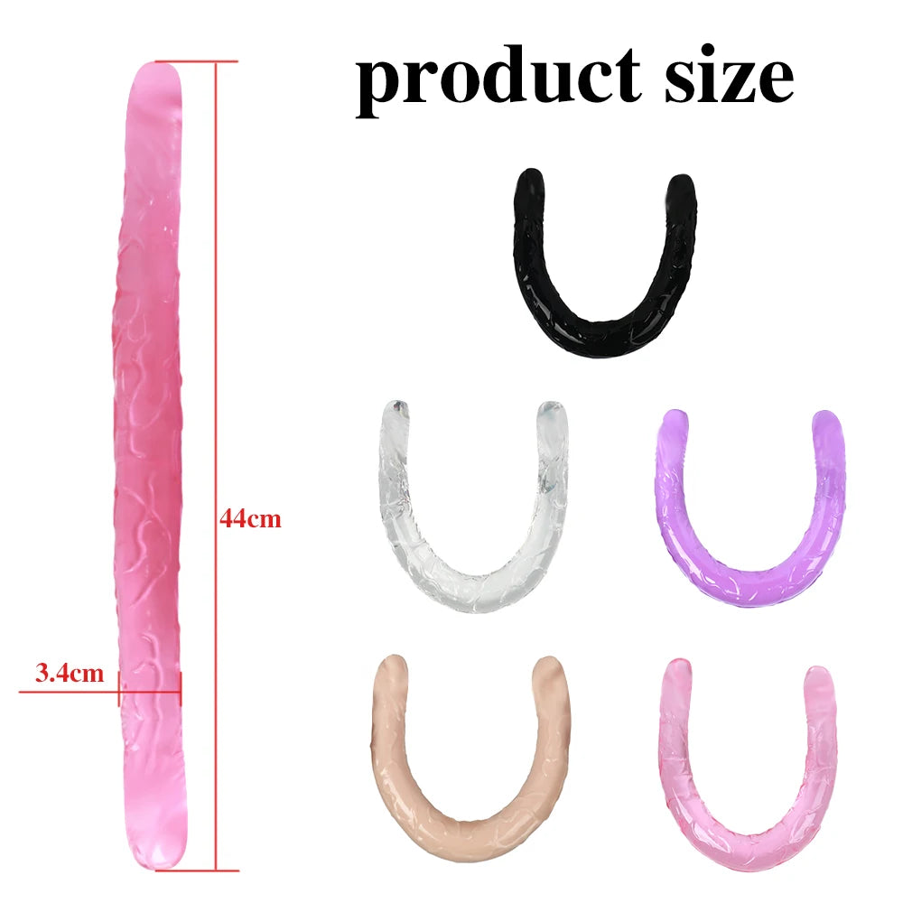 44cm Soft Jelly Dildo Double Long Realistic Dildos Cock Lesbian Vaginal Anal Plug Flexible Fake Penis For Women Dildos Sex Toys - The Gadget Shack Shop