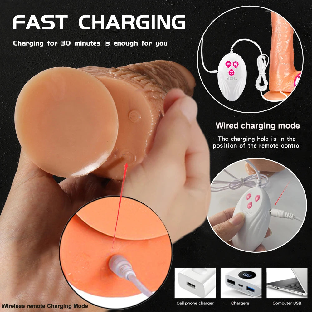The Gadget Shack Shop Thrusting Rotation Remote Control Dildo Vibrator Female Realistic Penis Gay Suction Cup Masturbator Couple For Women Sex Toys - The Gadget Shack Shop